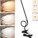 Clamp on Lamp, Clip Light, Desk Lamps 3 Color Temperature Setting, 10 Brightness Levels, 2m USB Cord Power Supply and AC Adapter Included, Pack of 2 (Black)