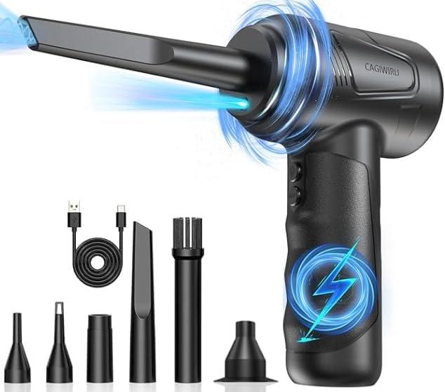 Compressed Air Duster-Cordless Air Blower-Electric Air Duster for Cleaning Keyboard PC-Air Cleaning Kit-3 Speed Duster Cleaner with LED-Light-no Canned air dusters-car Dusters