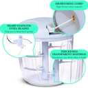 Manual Vegetable Chopper & Food Processor  Compact Hand-Powered Blender for Onions, Garlic, Fruits & More, Detachable Kitchen Gadget for Quick & Easy Prep - (Blue) (500ml)