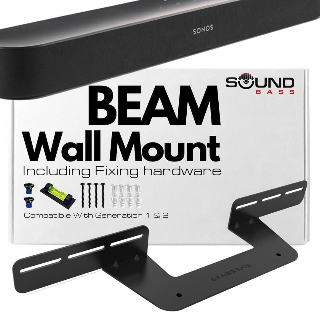 Sound Bass Soundbar Mount for Sonos Beam Compatible with Generation 1 & 2 Sonos Beam Sound Bar Includes All Necessary Mounting Hardware, Mounts Bracket, Black