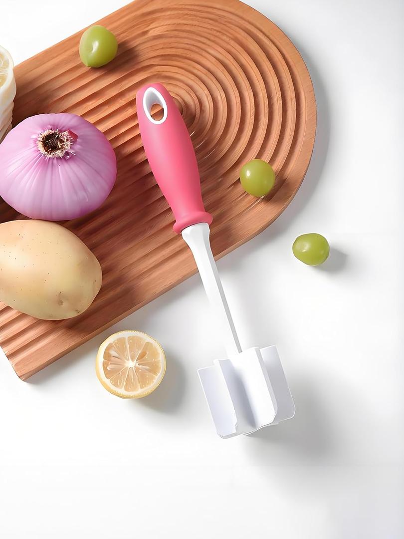 5 Blade Heat Resistant Meat Chopper, Non Scratch Potato Masher Tool, Safe for All Cookware Kitchen Utensil for Ground Beef, Hamburger Smasher Cooking Tools, PinkWhite