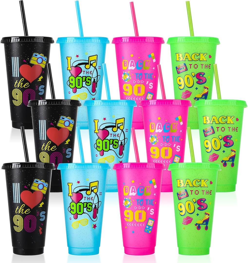 12 Pcs 90s Party Cups with Lids and Straws, 24OZ 90s Theme Party Decorations Drinking Cups Bulk for Retro Music Party Supplies Throwback Dance Birthday Party Supplies 12 Pcs 90s Party Cups with Lids and Straws, 24OZ 90s Theme Party Decorations Drinking Cups Bulk for Retro Music Party Supplies Throwback Dance Birthday Party Supplies