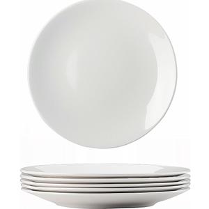 Amazon 6-Piece 8.5" White Dinner Plates Lightweight Round Plates, Simply Dessert Plate, Triple Layer Glass and Chip Resistant, for Microwave and Dishwasher Safe Scratch Resistant, Winter Frost White