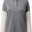 SHEWIN Fall Womens Oversized Sweatshirt Button Up Comfy Pullover Sweatshirt (Gray, XXL)