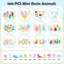 100PCs Mini Resin Animals, Mini Ducks Unicorns Rabbits Dolphin Frog Dinosaur Cat Luminous Animals Glow in The Dark to Hide Around The Office Home for DIY Garden Dollhouse Combination