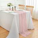4 Pack 18x120 Inch Dusty Pink Cheesecloth Table Runner 10FT Long Cheese Cloth Boho Rustic Gauze Table Runner for Wedding Baby Shower Birthday Party Home Decor