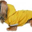 DJANGO Highland Dog Jacket & Raincoat  Water-Repellent, Lined Dog Coat with Hood, Adjustable Fit & Harness Hole  Lightweight Rain & Wind Jacket for Small & Medium Dogs up to 30 lbs (Yellow, Medium)