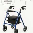 4-Wheel Rollator Walker for Seniors FSA/HSA Eligible Blue Rolling Walker with Seat, Hand Brakes & Storage  Heavy Duty Frame Supports 350 lbs  Foldable Mobility Aid