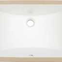 Dcolora Undermount Bathroom Sink Rectangle 16"x12" White Porcelain Ceramic Rectangular Vessel Sink Under Counter Lavatory Vanity Bath Sink Bowl Basin With Overflow