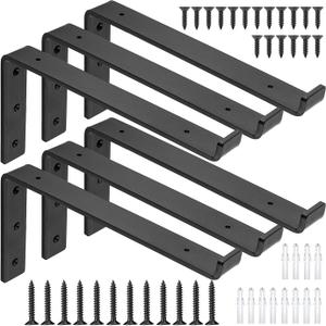 Shelf Bracket 12 inch Heavy Duty for DIY Floating Shelf, 1/5 inch Thick Brackets for Shelves Max Load 150 Lbs, 6 Pack, 11.25" x 6" x 1.5"