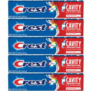Crest Fluoride Anticavity Toothpaste, Prevents Cavities Before They Start, Regular Paste, 8.2 Ounce (Pack of 5)