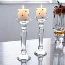 Crystal Candle Stick Holders 2-Pack, Clear Crystal Taper/Pillar Candles Holder Table Centerpieces for Party and Wedding Decoration(10.6inches Tall)