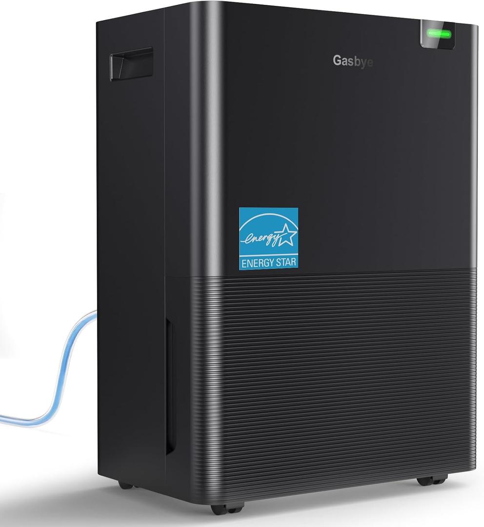 Gasbye 4500 Sq.Ft. 2026 Energy Star Dehumidifier for Basement with Drain Hose, Max 75 Pints/D Dehumidifier for Large Room, [43dB Quiet Compressor], Easy Drainage, Auto-restart, Black