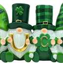 St. Patrick's Day Decor 4-in-1 Irish Gnomes Figurines 3.5'' H - Resin Green Lucky Shamrock Saint Leprechaun for Home Office Table Tier Tray Decoration