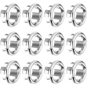 TIESOME 12Pack Sink Overflow Ring Cover, Bathroom Kitchen Sink Basin Trim Overflow Cover Round Hole Insert Drain Cap
