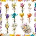 10 Pcs Mini Dried Flowers Bouquet Natural Gypsophila Don't Forget Me Dried Flowers Bouquet Plant Stem Bunch for DIY Craft Card Photo Props Vase Wedding Decor(Colorful)