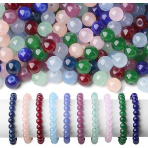 500Pcs Glass Beads 10 Colors 8mm for Jewelry Making, Mix Round Crystal Crafts Beads for Bracelet Necklaces Kit Earring DIY(Colored)