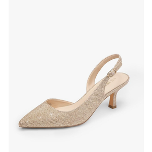 DREAM PAIRS Women's Kitten Heels Slingback Closed Pointed Toe Low Pumps Shoes Women Party Wedding Sexy Casual Dress Shoes,Size 10, Gold-Glitter