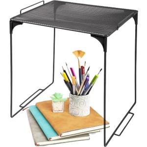 Versatile Metal Mesh Organizer Shelf, Stackable, for Standard Size School Lockers, Also for Gym and Work Lockers, or Even Kitchen Cabinets & Under Sink Organization (Black)