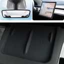 3 PCS for Tesla Model 3|Y 2021 2022 2023 & Model Y 2024 Screen Protector Frame Rear View Mirror Frame Phone Charging Protect Mat Center Console Accessories, Silicone White (Black)