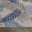 JONATHAN Y AMC100A-5 Tropics Palm Leaves Indoor Outdoor Area Rug Bohemian Floral Easy Cleaning High Traffic Bedroom Kitchen Backyard Patio Porch Non Shedding, 5 X 8, Gray/Blue (5'3" x 7'6" (Rectangular))
