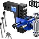 Orion Motor Tech Adjustable Trailer Hitch, Heavy Duty 2.5 inch Receiver Hitch, 6" Drop Hitch with 2" & 2-5/16" Balls, 360 Dual-Ball Mount with 18500lb Towing Capacity for Class IV & V, Blue