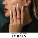 4 x IMRAIN Press-on Almond Medium Pink Silver French Tips False Nails with Bow & Butterfly Designs - Glossy Glue on Acrylic Nails for Women Girls - 24 Pcs