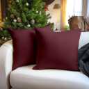 Encasa XO Throw Pillow Covers 18x18 in Set of 2 Rich Maroon | No Inserts | Cotton Pillow Covers for Living Room, Bed, Sofa, Couch | Decorative Cushion Covers with Improved Zippers