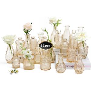 Pack of 22 Bud Vase in Bulk - BEAHOT Gold Flower Vases for Wedding Decorations, Glass Vase for Table Decorations, Small Vase for Home, Mother's Day, Centerpieces, Party, Office (Gold) Pack of 22 Bud Vase in Bulk - BEAHOT Gold Flower Vases for Wedding Decorations, Glass Vase for Table Decorations, Small Vase for Home, Mother's Day, Centerpieces, Party, Office (Gold)