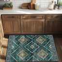 BESTSWEETIE Area Rug 2x3 Rug Machine Washable Non-Slip Low Pile Print Pattern Western Rug for Living Room Bedroom Entryway Tribal Series -Teal/Green