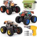 Take Apart Monster Truck STEM Toys for 3-8 Year Old Boys Girls,Educational Building Toys with Electric Drill & Storage Box Gift Birthday Christmas for Boys Girls Kids Toddlers