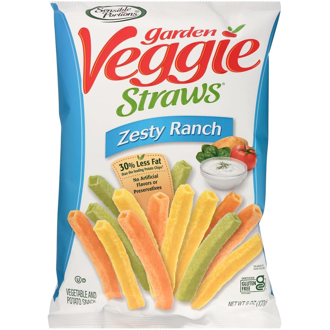 Sensible Portions Garden Veggie Straws, Zesty Ranch, 6 Oz (Pack of 12) Best By 28JAN26