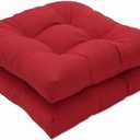 Pillow Perfect Monti Chino Solid Indoor/Outdoor Wicker Patio Seat Cushion Reversible, Weather and Fade Resistant, Round Corner - 19" x 19", Red, 2 Count