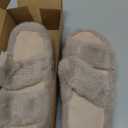 Womens Fuzzy Open-toe Slippers Fluffy Soft Comfy Memory Foam Indoor House Shoes Faux Fur, Size 9-10