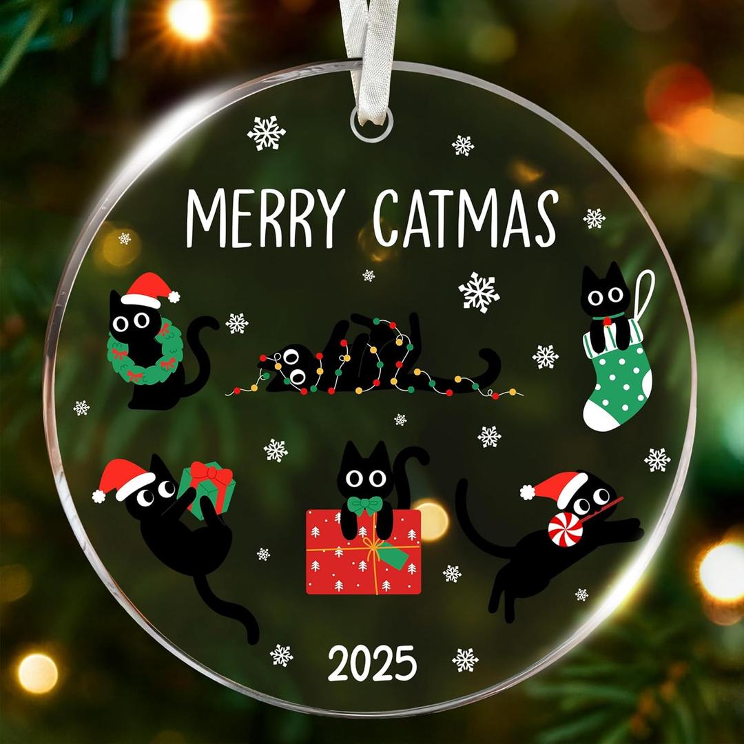 Black Cat Ornament - Black Cat Ornaments for Christmas Tree, Gift for cat Lovers, Unique Funny Kitty Dcors, Specialty 2025 Christmas Tree Ornaments, Funny Christmas Cats Ornament