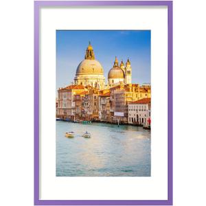 wyooxoo 24x36 Picture Frame Made of Solid Wood Purple Photo Frames Display Pictures 20x30 with Mat or 24 x 36 Without Mat Colorful Frame For Horizontal Vertical Wall Mounting