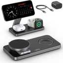 Foldable 3 in 1 Wireless Charging Station for Apple Magsafe Charger Stand,Fast Magnetic Wireless Charger Station for iPhone 17 Air 16 15 14 13 12 Series,Airpods Pro,Apple Watch Ultra (Pure Black)