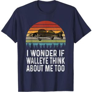 I Wonder If Walleye Think About Me Funny Walleye Fishing T-Shirt, S