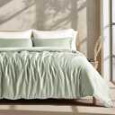 EVERGRACE Tencel Lyocell Cooling Duvet Cover Set King Size 3 Piece, 100% Natural Eucalyptus Lyocell Fiber from Austria, Luxury Silky Soft Comforter Cover with 2 Shams, Sage Tea Green, 92"x108"