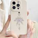 Boho Evil Eye Phone Case with Celestial Moon Star Design Soft TPU Shockproof Cover Anti-Slip Matte Aesthetic Cream White Case for iPhone 16 Pro