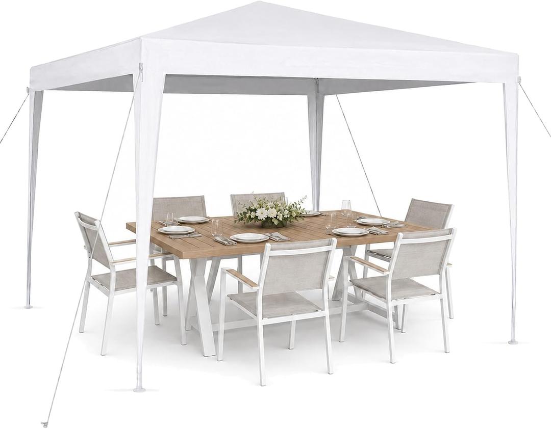 10x10 Outdoor Canopy Tent with Pole Frame, Backyard Party Tent (Not Pop Up)