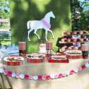 Race Party Tableware Set Horse Race 120pcs Disposable Paper Plates and Napkins for Race Party Decorations Cups for The Race Day Decor, Serve 30