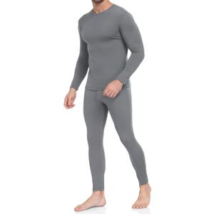 WEERTI Thermal Underwear for Men Long Johns with Fleece Lined Base Layer Men Cold Weather Top Bottom (Large, Grey)