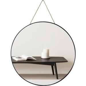 Funerom Black Round Wall Mirror 15.4 Inches Circle Mirror