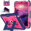 for iPad Air 11 Inch M4 (2026) /M3 (2025) /M2 (2024) iPad Air 5th/4th Generation Case 10.9 Inch (2022/2020),Military Grade Shockproof iPad Case Air 11 Inch with Pencil Holder, Navy Pink