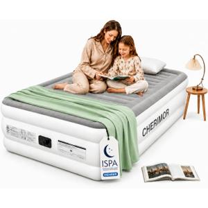 CHERIMOR Twin XL Air Mattress with Built-in Pump, 18" Raised Comfort, Anti-Sag Horizontal Beam, 2-Min Fast Inflation, Multi-Layer Leak Proof Blow Up Mattress, Supports 500 lbs for Home Guests Camping