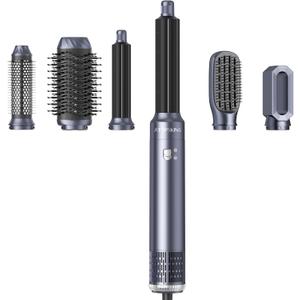 6 in 1 Blow Dryer Brush Set & Hot Air Styler, Negative Ionic Hair Dryer Brush Hair Styling Tools for Fast Drying Straightening Curling Voluming, Ideal Gifting for Women (Blue)