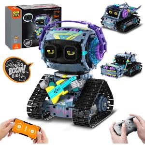 QHECTTY STEM Robot Building Kit for Kids 6-14,3in1 Remote & APP Controlled STEM Rock Robot/Truck/Road Roller Building Toys for Kid,433 Pcs Building Blocks Set Birthday Xmas Gift Ideas for Boys Girls