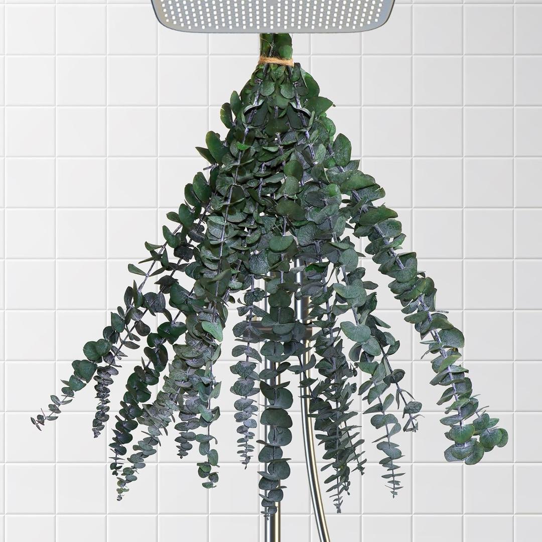10Pcs Dried Eucalyptus for Shower Hanging-17''Preserved Real Fresh for Green Home Decor,100%Made from Fresh Eucalyptus Leaves Plant,Bathroom Shower Decor,Wedding Decor