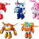 Super Wings 5-Pack, Jett, Paul, Dizzy, Golden Boy & Sunny Transforming Action Figures Toy Planes for Preschool Kids 3-5 Years